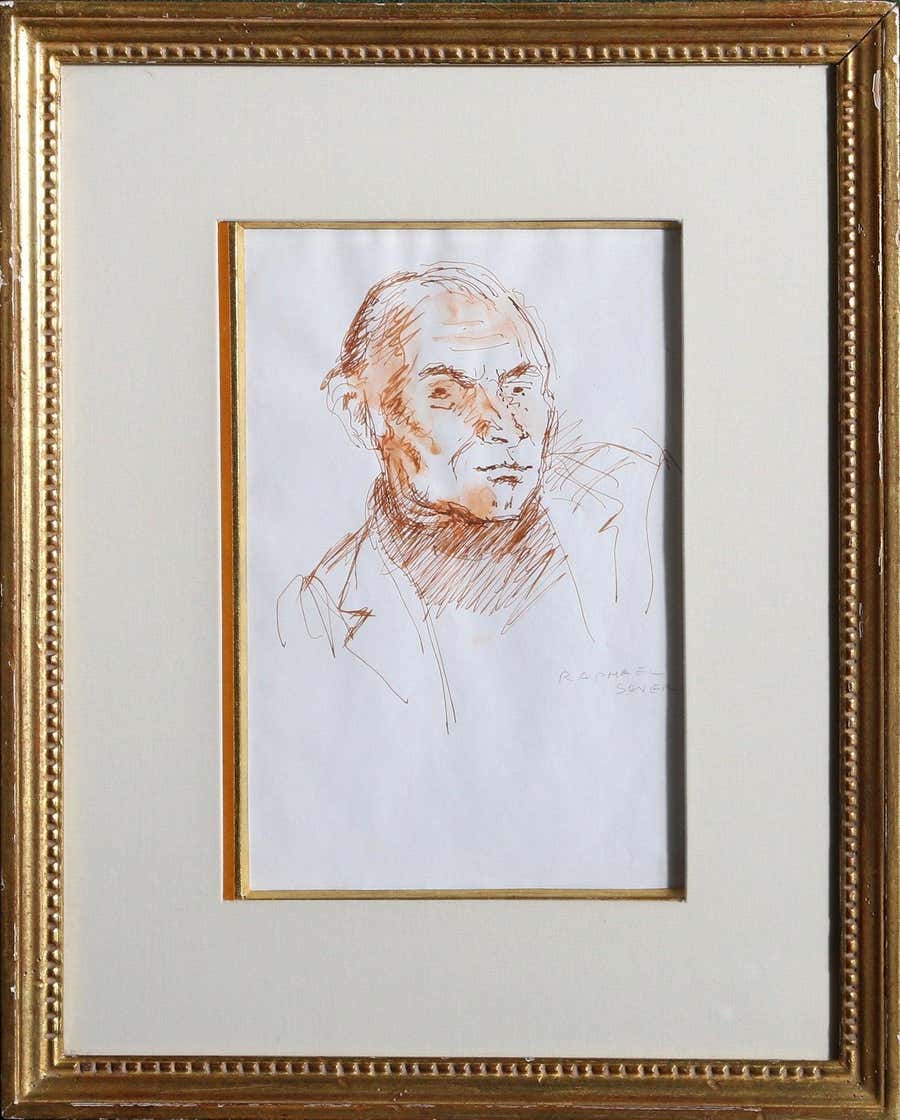 Portrait of a Man (24), Ink on Paper by Raphael Soyer