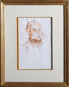 Porträt eines Mannes (24), Tinte auf Papier von Raphael Soyer
