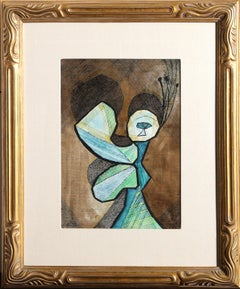 Music Hall Pathos, Cubist Mixed Media Painting by Benjamin Benno 1938