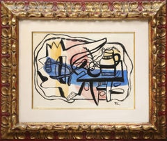 Composition, Original Modern Still Life Gouache Painting by Fernand Leger