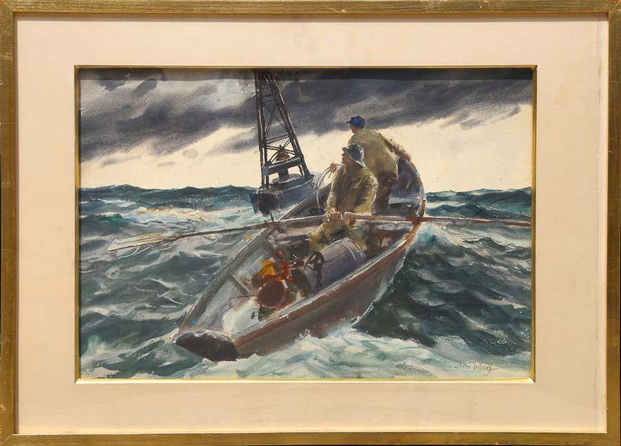 Keepers Of The Bell, American Realist Watercolor Painting by John Whorf