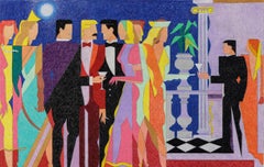 Gente de noche, Pintura original en técnica mixta de Giancarlo Impiglia