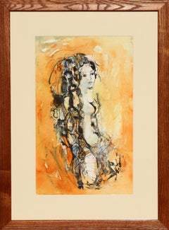 Ohne Titel - Aktporträt 5, Moderne Aquarellmalerei von Madeleine Scellier