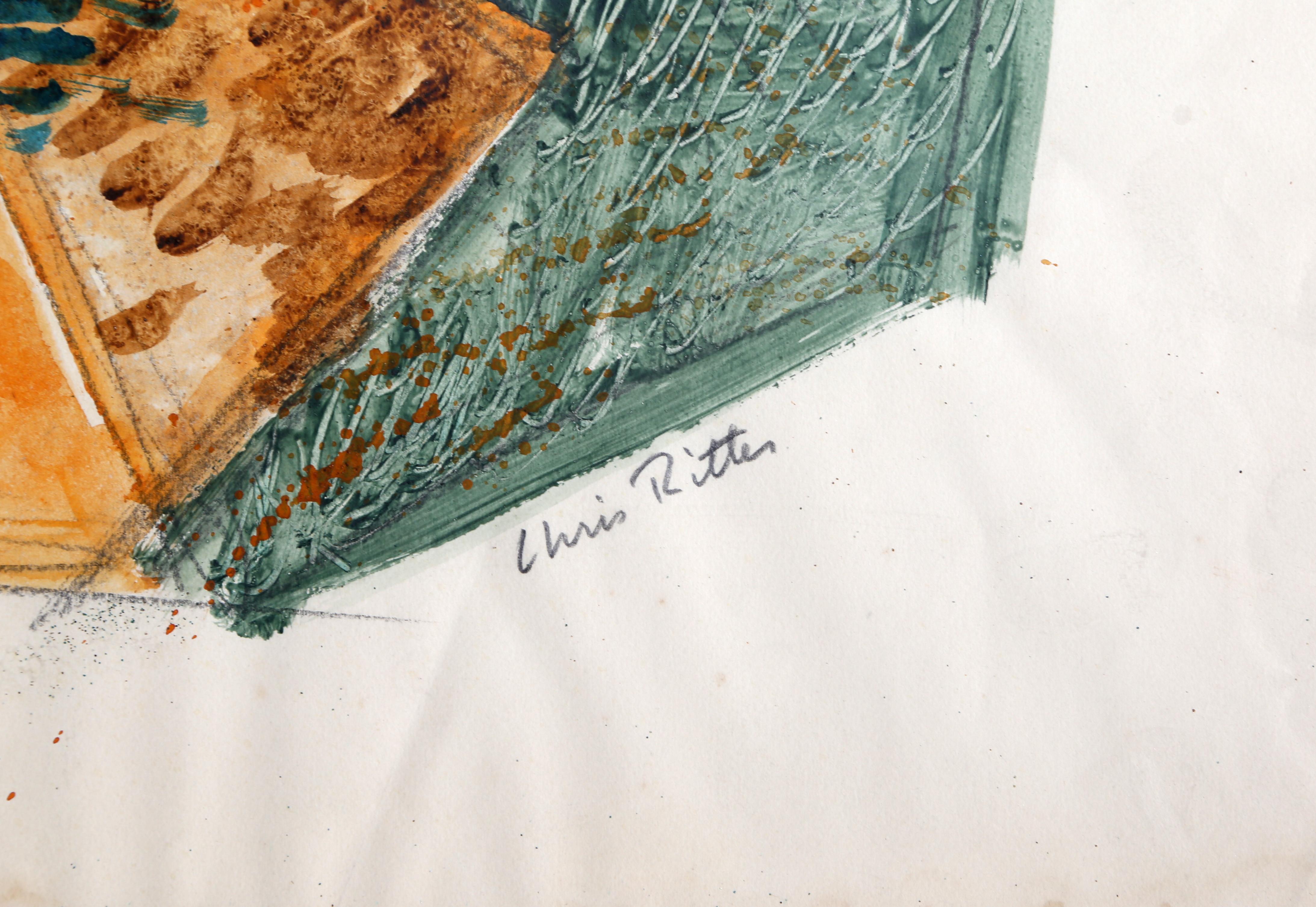 This unique abstract work is a watercolor by American artist Chris Ritter. The use of broad gestural movement and bold colors creates an engaging composition. This piece is signed by the artist.

Abstract #4
Chris Ritter, American (1906–1976)
Date: