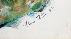 Black Sweep on Green, Abstract Watercolor Painting on Paper by Chris Ritter