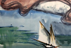 Ocean Seascape, Abstract Watercolor by Chris Ritter