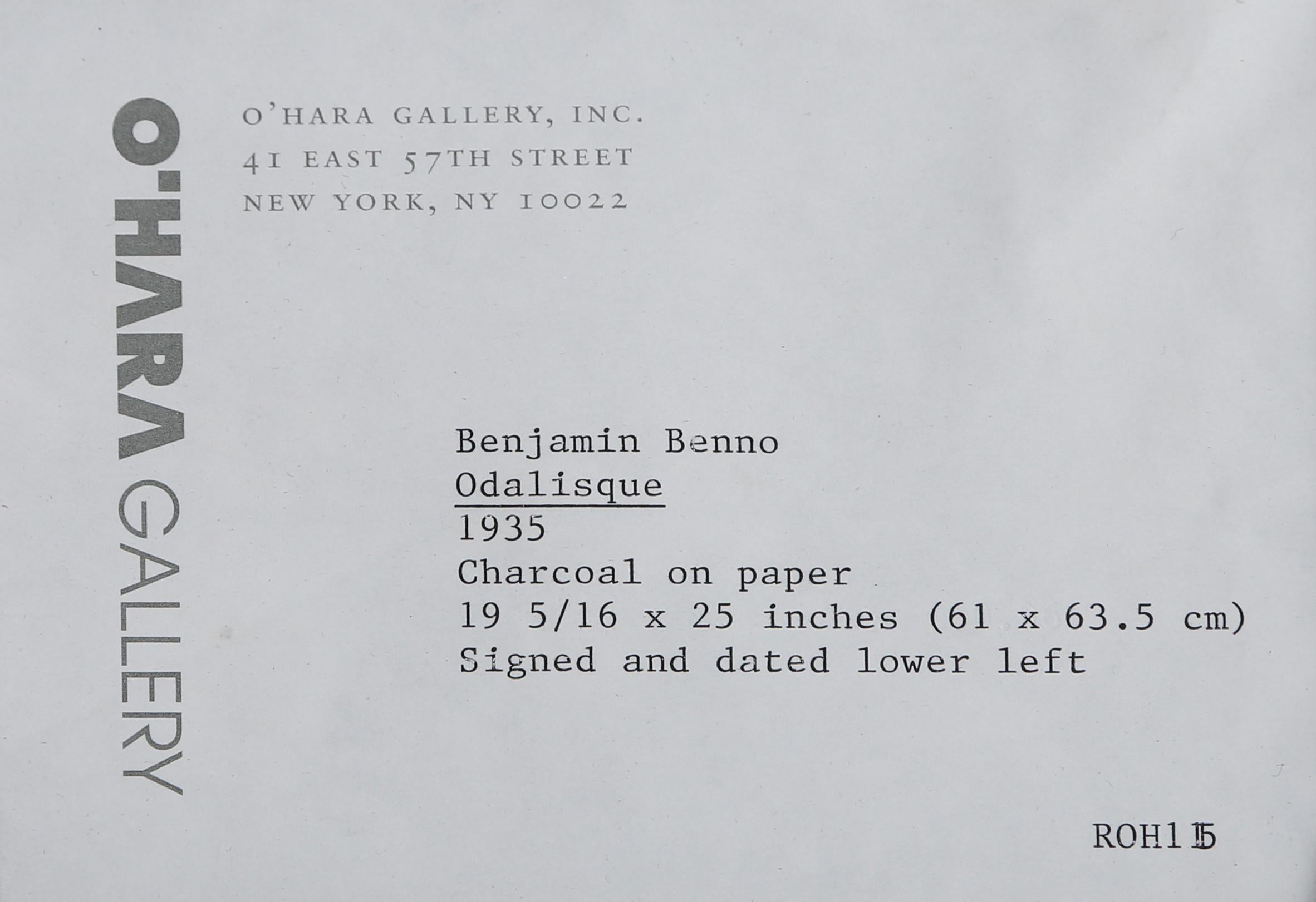 Odalisch, Surrealistische Kohle auf Papier Zeichnung von Benjamin Benno im Angebot 1