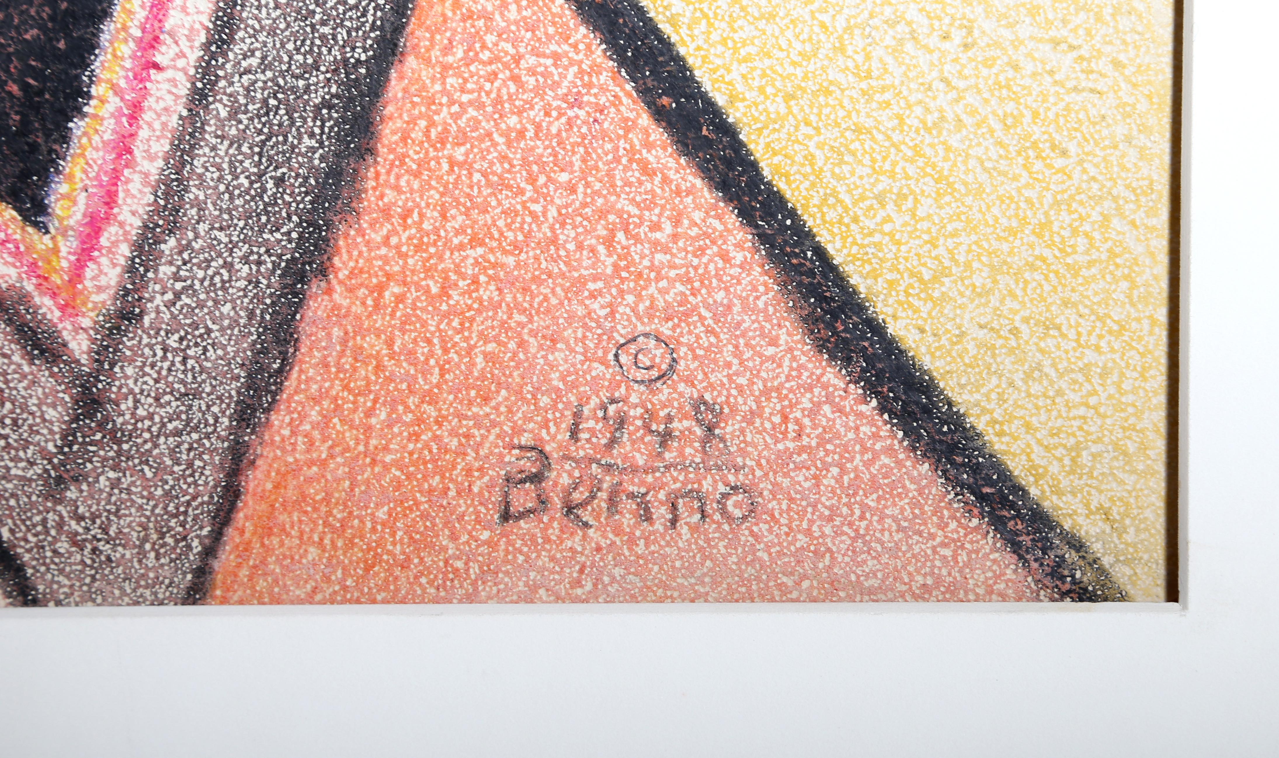 An original crayon on paper drawing by Benjamin Benno, American (1901 - 1980) measuring 30 x 17 inches. By the early 1930s he had established a reputation as a member of the international avant-garde and exhibited with the most significant European