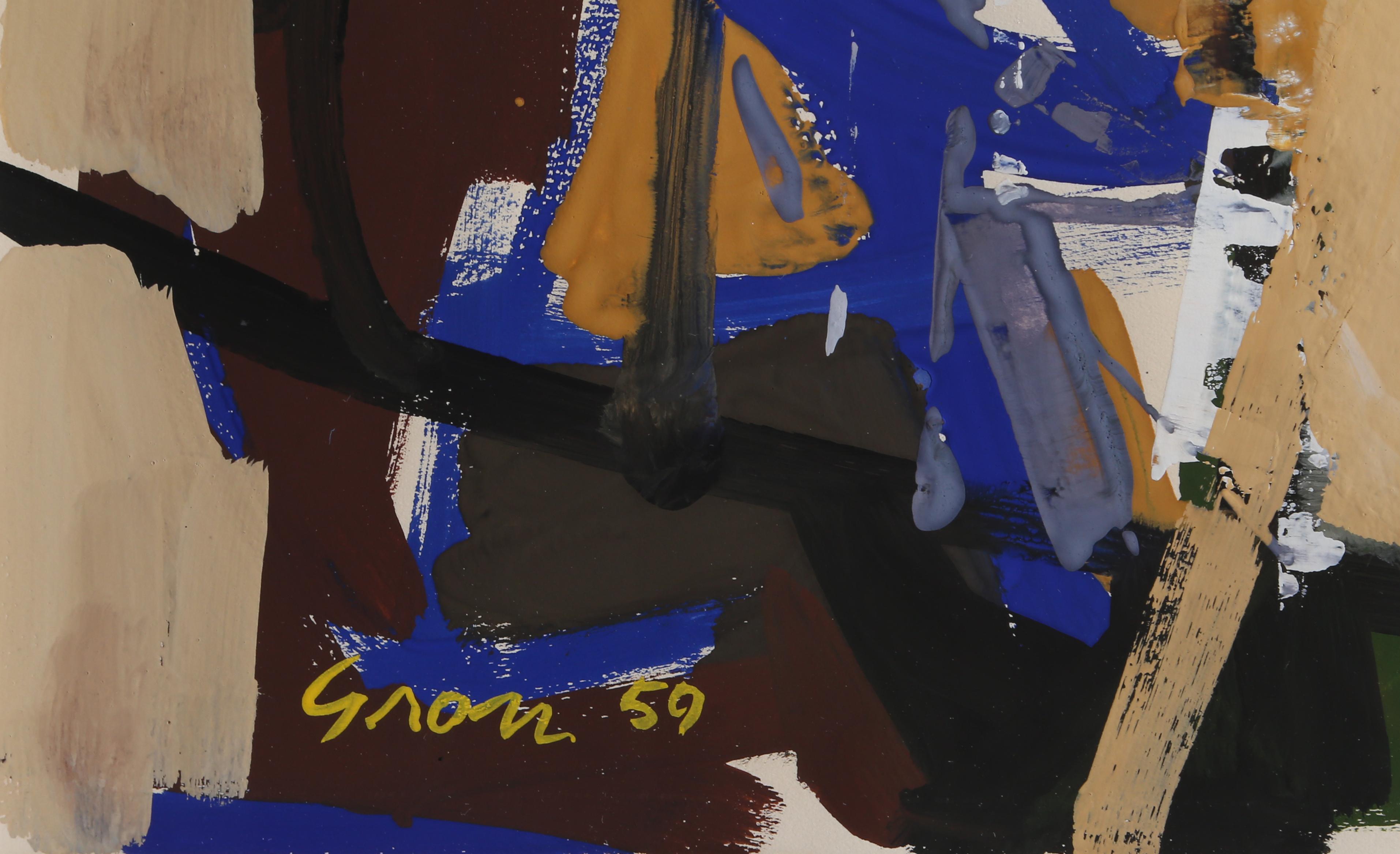 Ein abstraktes expressionistisches Gouache-Gemälde des amerikanischen Künstlers Sid Gross.

Datum: 1959
Gouache auf Papier, signiert und datiert unten rechts
Bildgröße: 18,5 x 12 Zoll
Rahmengröße: 28 x 22 Zoll