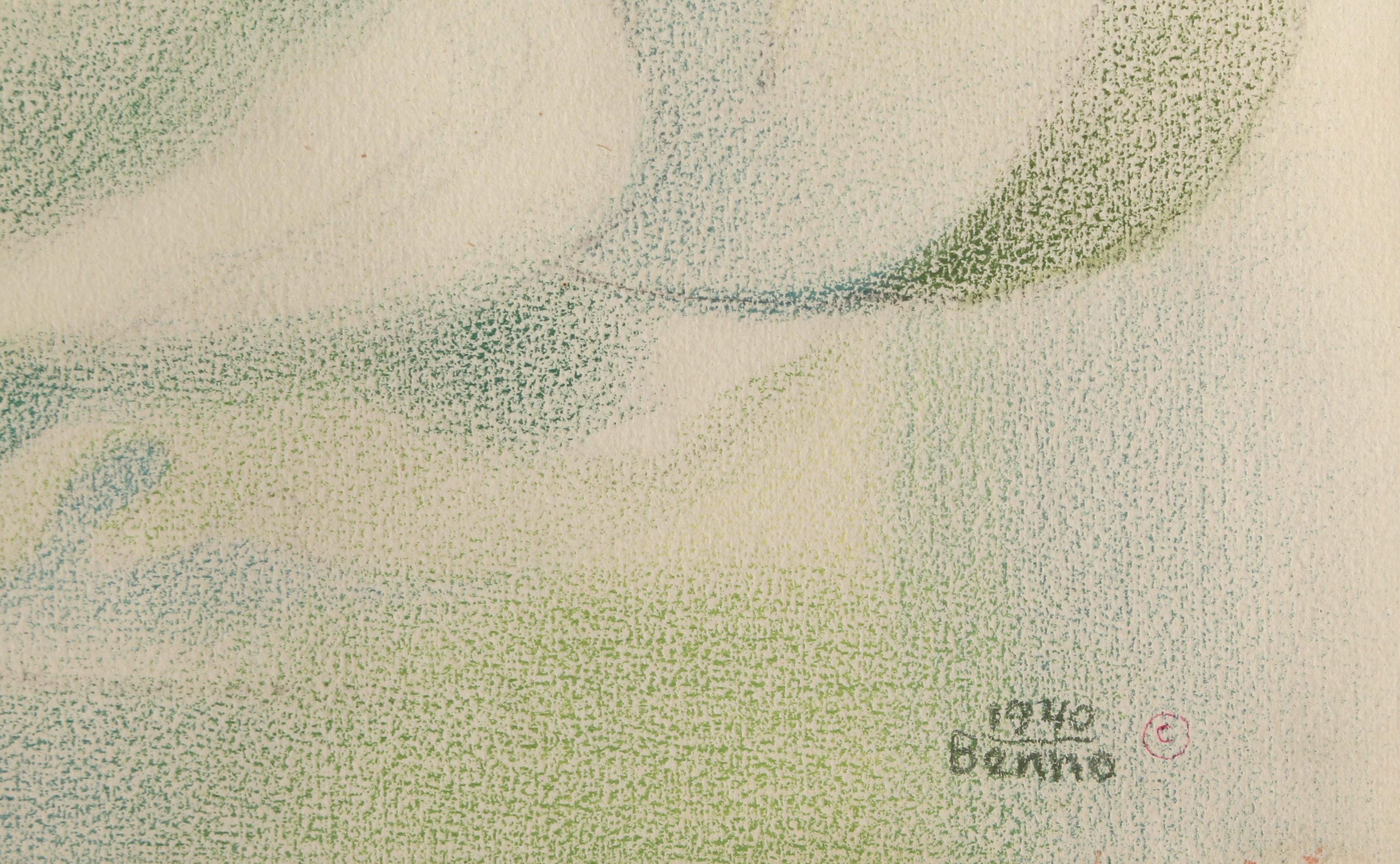 Nature morte avec coupe de fruits et cruche d'eau
Benjamin Benno, Américain (1901-1980)
Date : 1940
Crayon sur papier, signé et daté
Taille : 13 x 17.13 in. (33.02 x 43.5 cm)
Taille du cadre : 24.5 x 28 pouces
