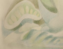 Still Life with Fruit Bowl and Water Jug, Crayon on Paper by Benjamin Benno