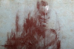 Selbstporträt in Unterwäsche, Pastell auf Papier von John Hardy