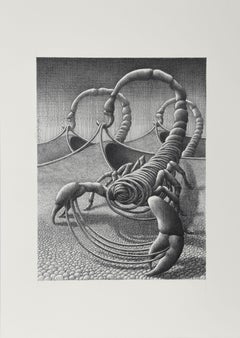 Scorpion, surrealistische Tuschezeichnung von Wojtek Kowalczyk