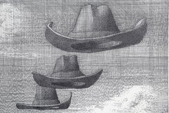 Sombreros de vaquero, dibujo surrealista de Wotjek Kowalczyk