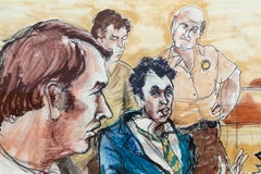 Joseph Kalinger Trial, Pencil and Ink on Paper by Marilyn Church