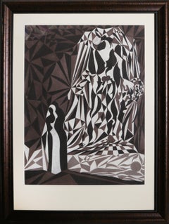 Cubist Mother, Pastel on Paper Drawing by Benjamin Benno