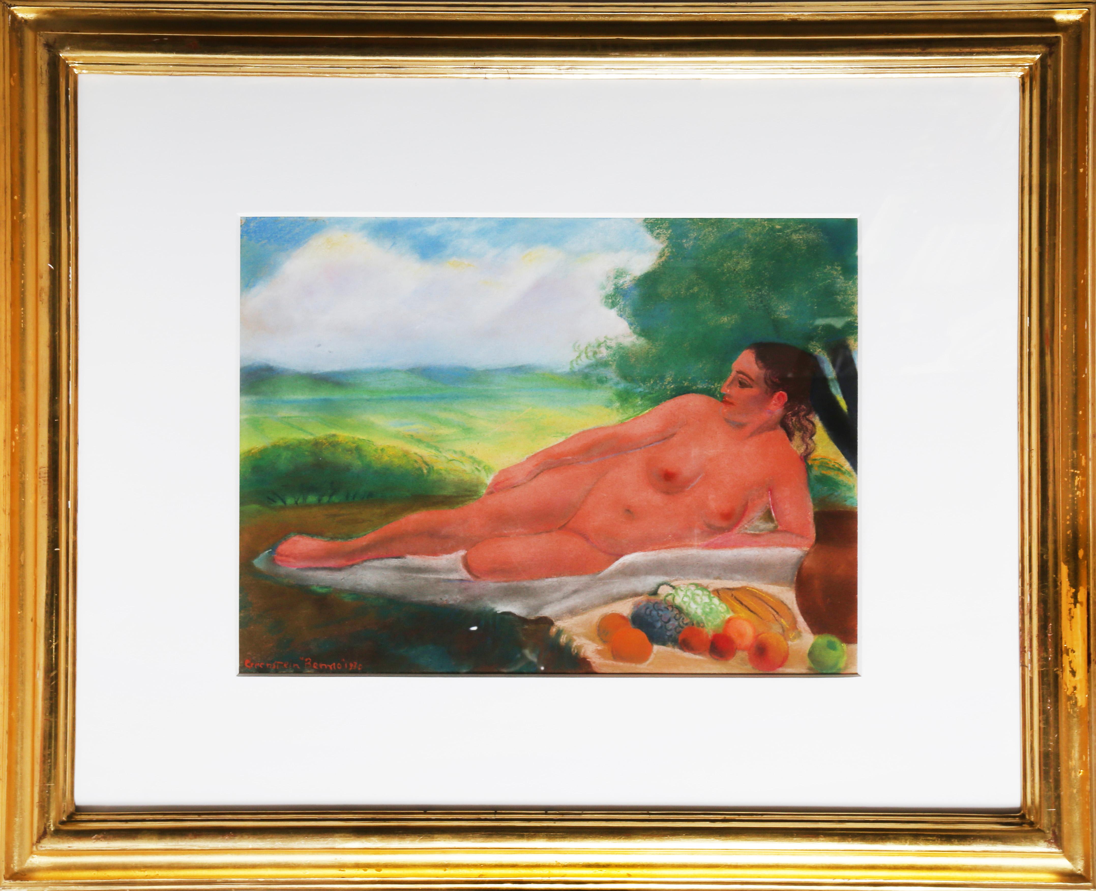 Nude Benjamin G. Benno - Paysage pastoral avec odalisque couchée et fruits