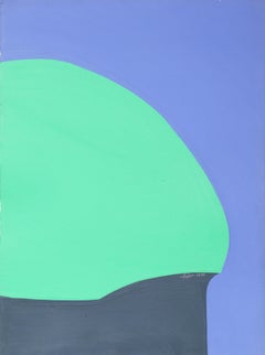 Grüne Kapuze, abstrakte Arbeit auf Papier von Geri Taper