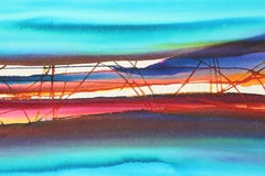 Horizonte palmeado, obra abstracta sobre papel de Geri Taper