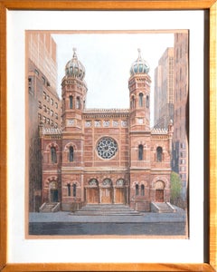 Central Synagogue, Photorealist Pastel Drawing by Richard Haas