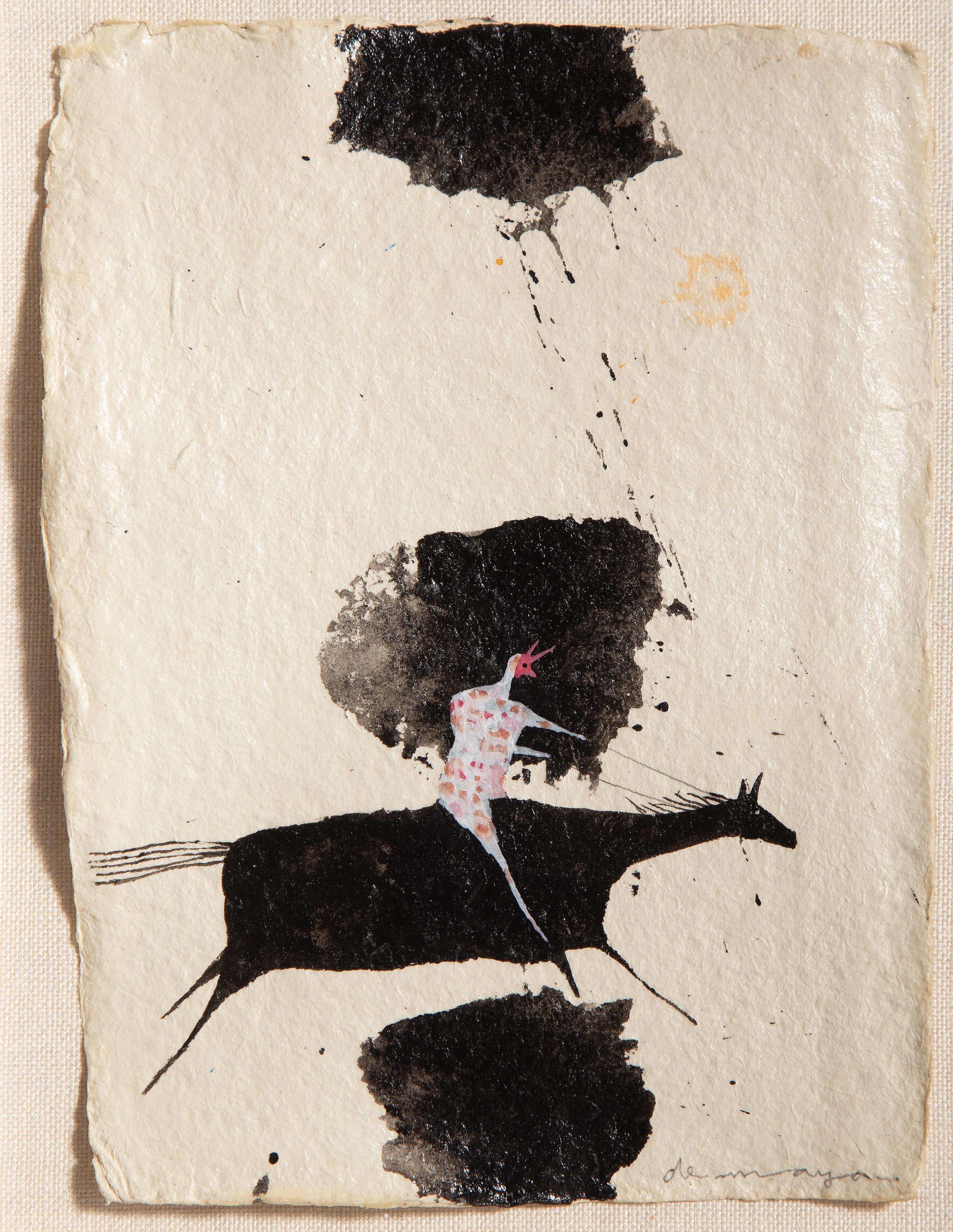 Ganado, pintura de tinta sobre papel de Louis de Mayo en venta 3