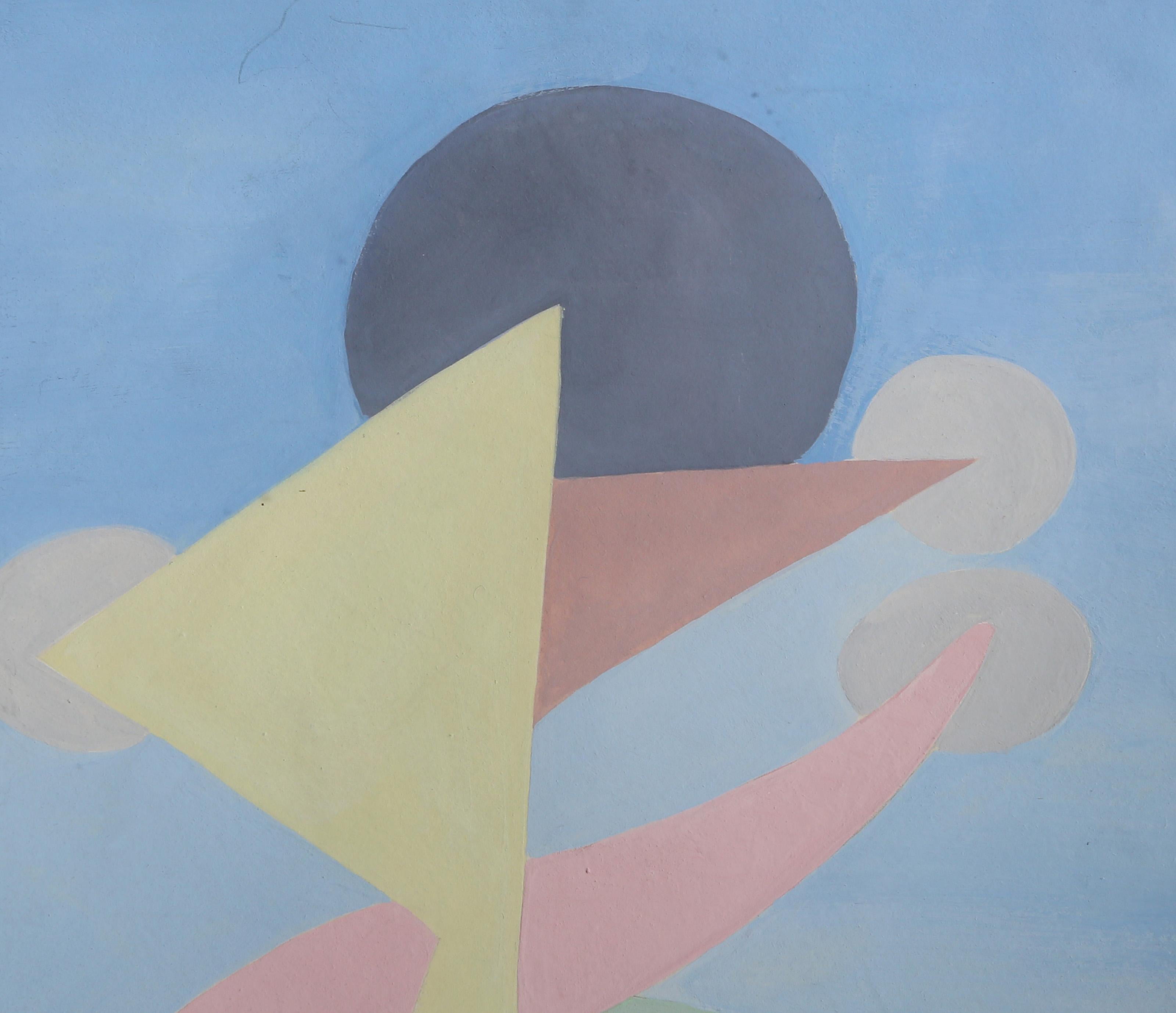 Abstract Composition 2, Cubist Painting on Paper by Benjamin Benno - Art by Benjamin G. Benno