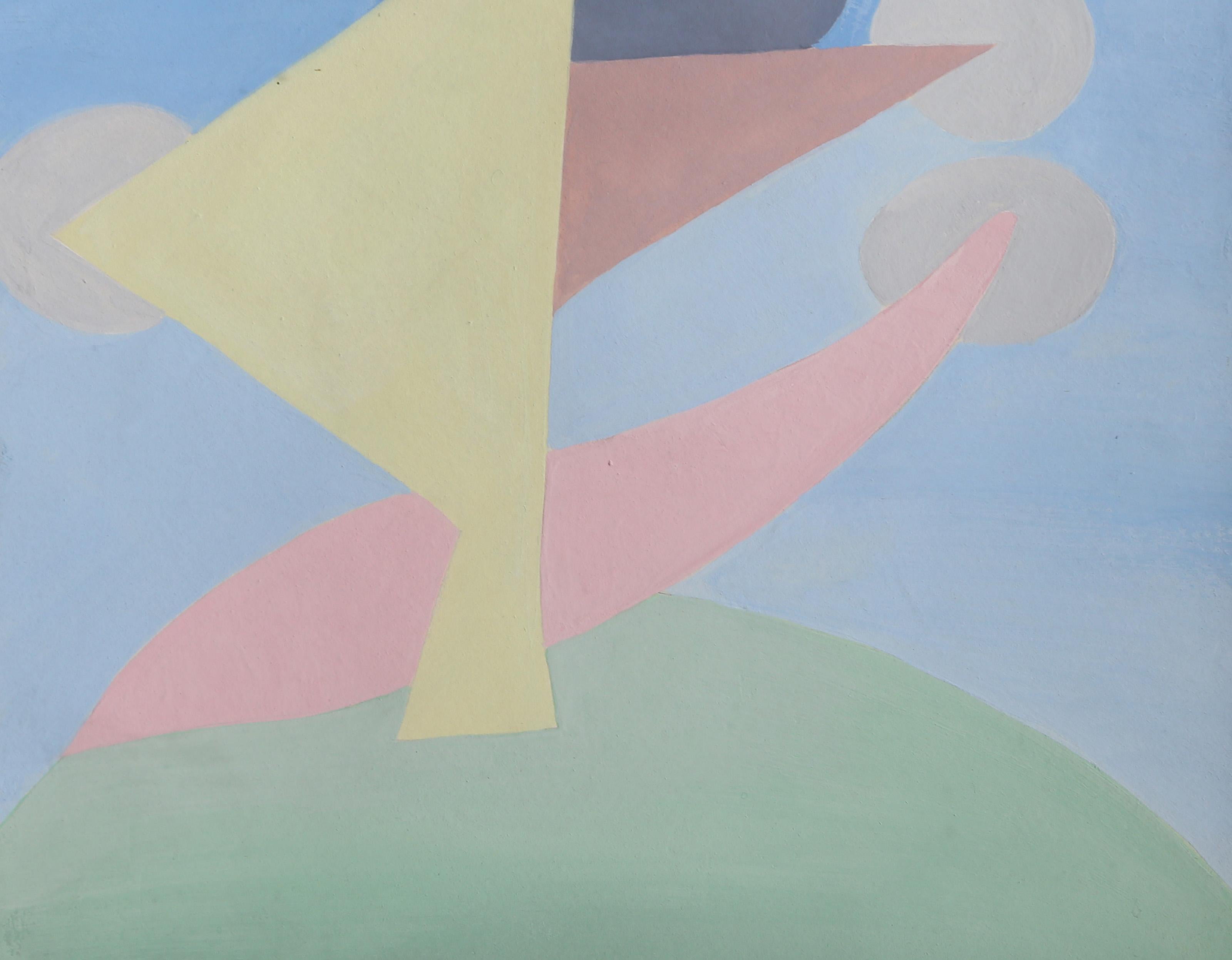 Abstract Composition 2, Cubist Painting on Paper by Benjamin Benno - Gray Abstract Drawing by Benjamin G. Benno