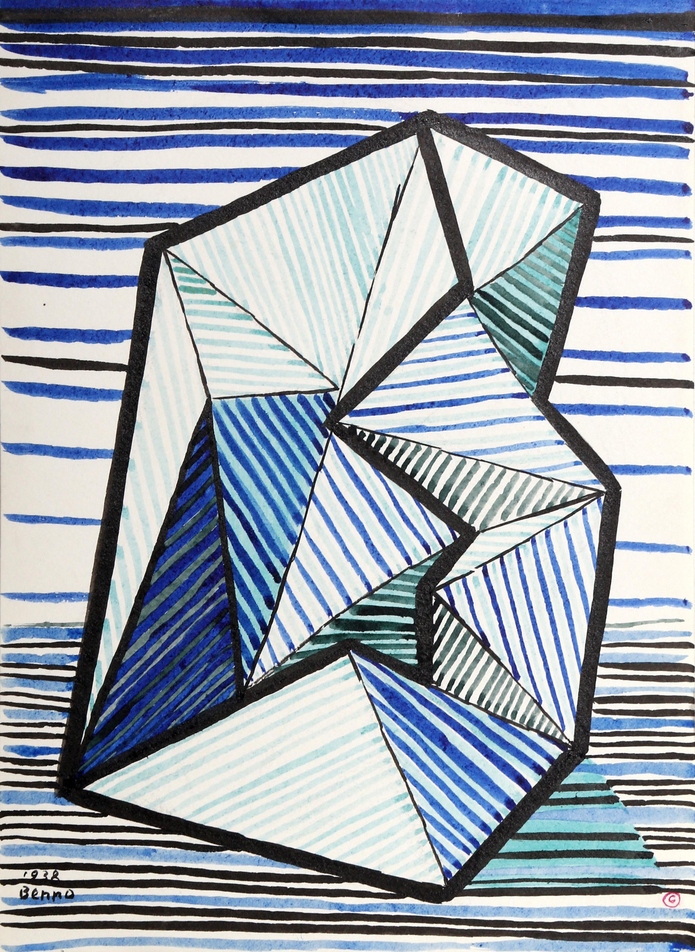 Birth, Cubist Ink Drawing on Paper by Benjamin Benno - Art by Benjamin G. Benno