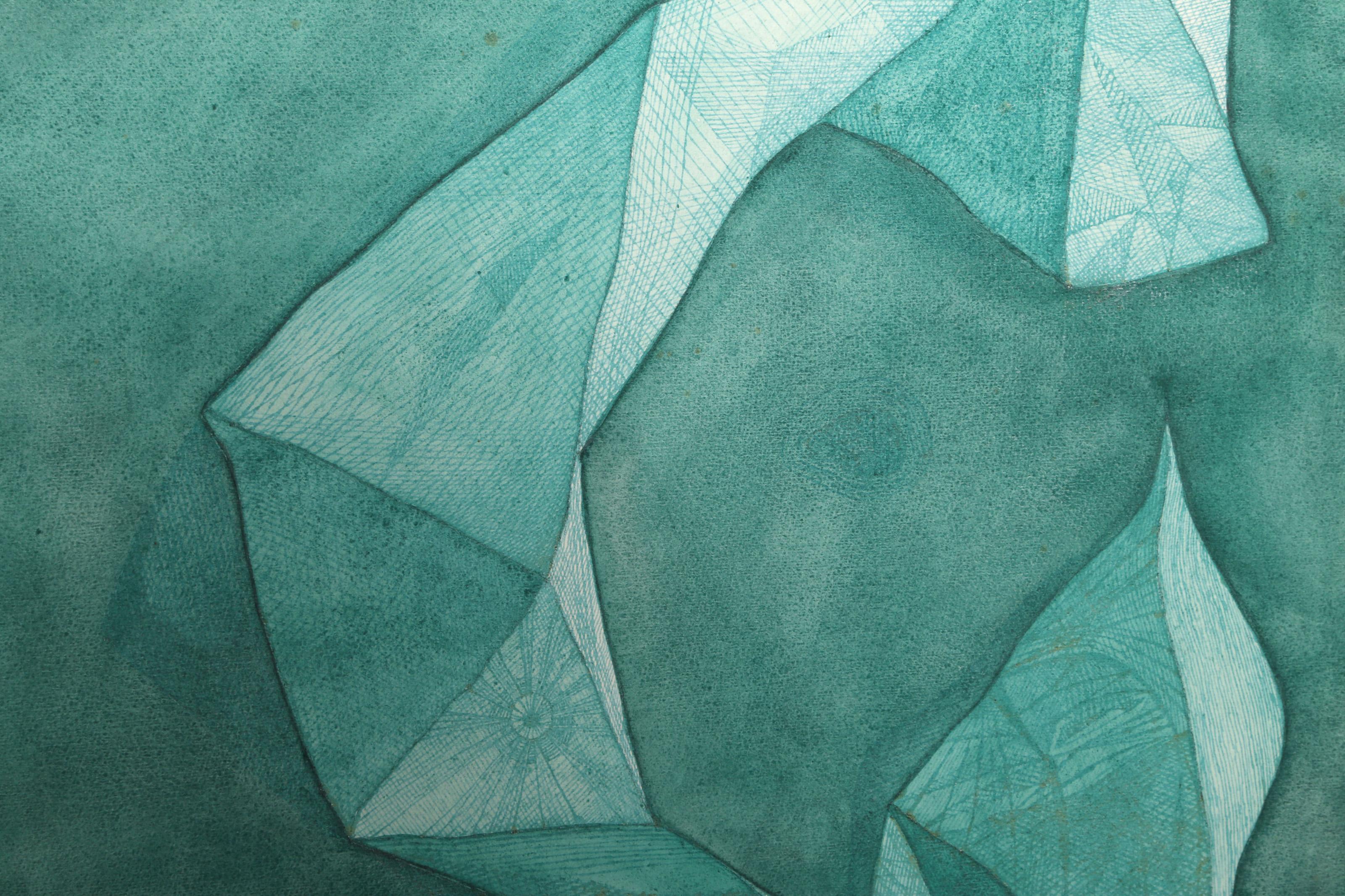 Mountain Range, Modern Cubist Watercolor by Benjamin Benno - Art by Benjamin G. Benno