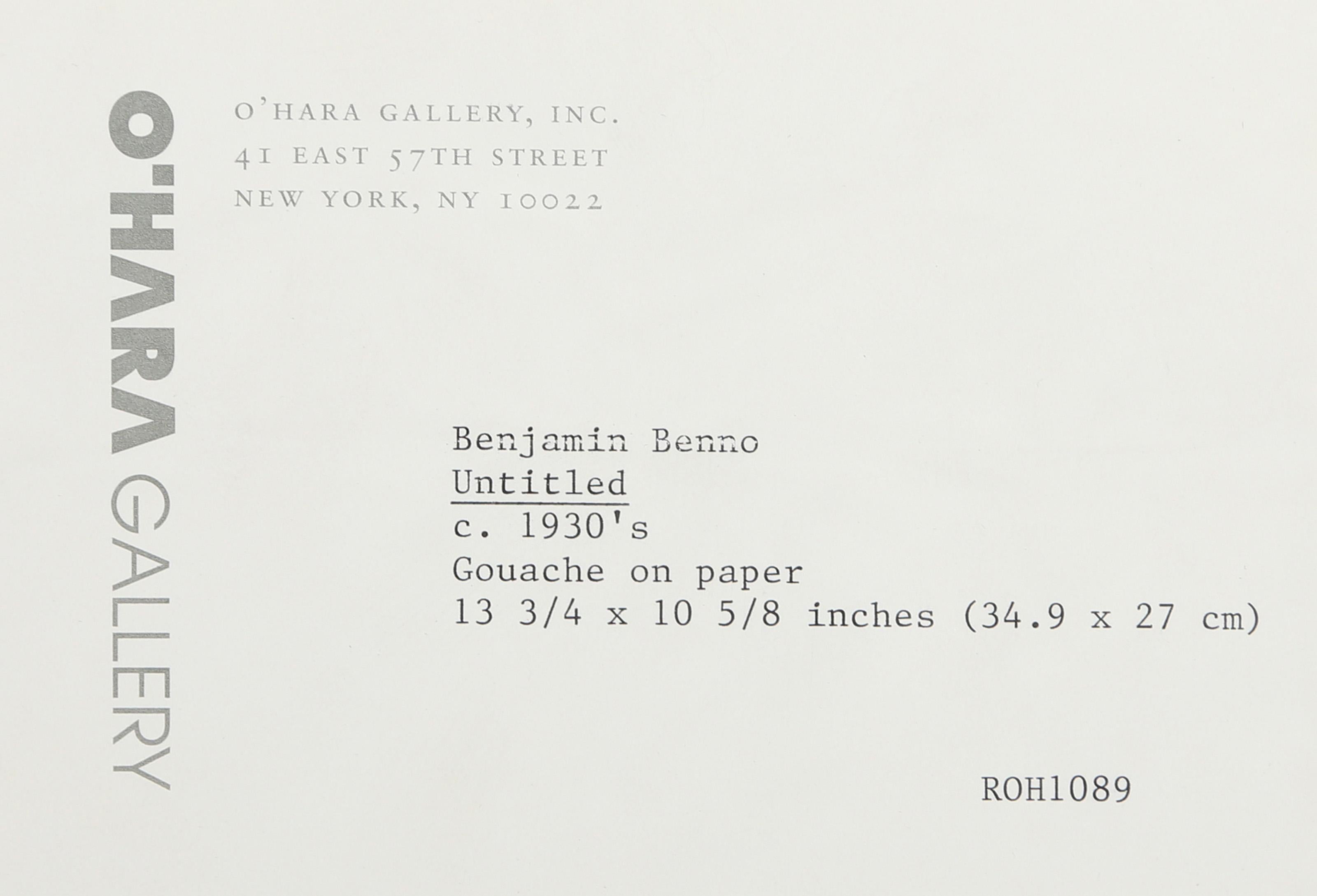 Untitled - Child Sleeping on Desk, Cubist Gouache on Paper by Benjamin Benno - Beige Abstract Drawing by Benjamin G. Benno