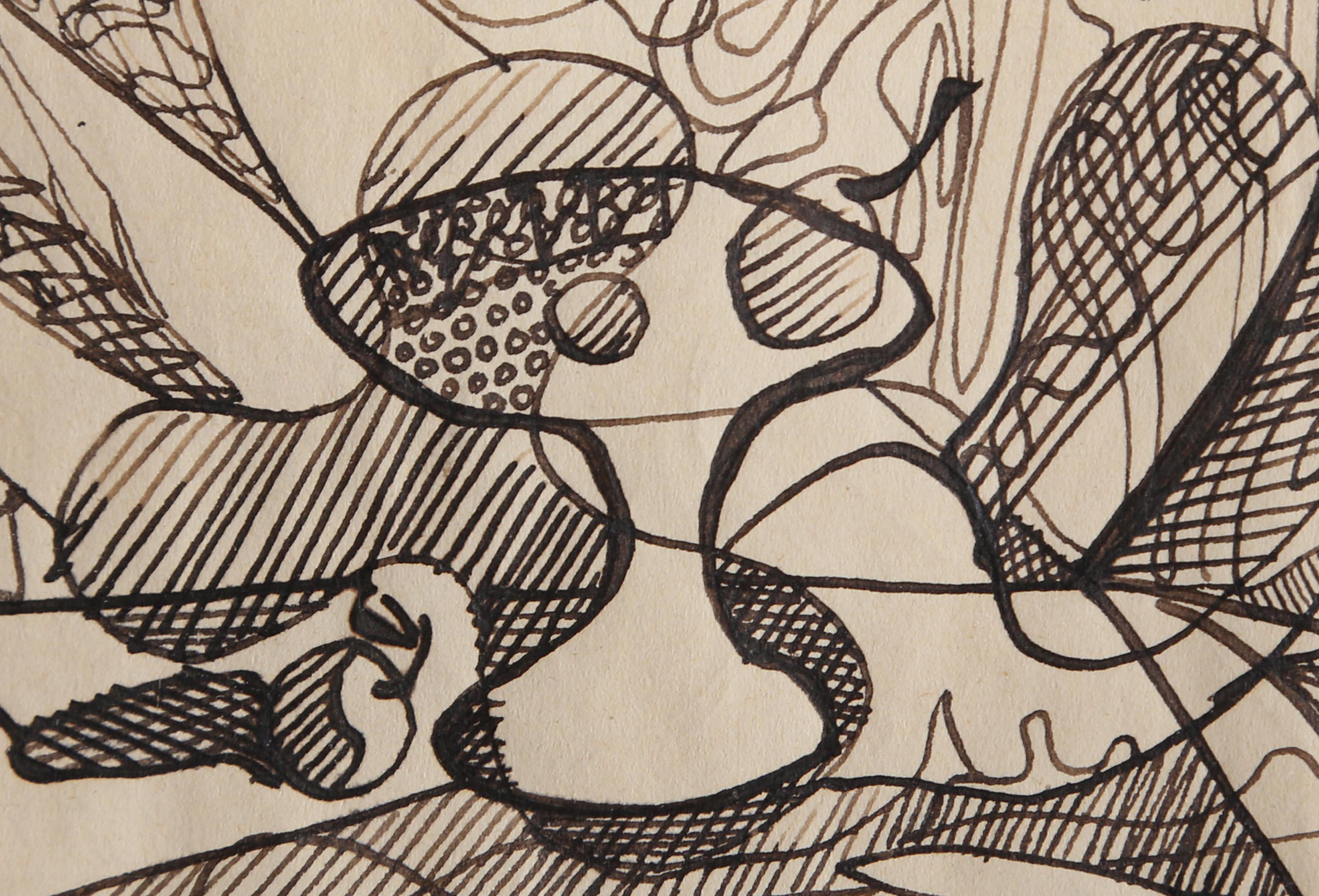Untitled - Still Life 2, Cubist Ink on Paper by Benjamin Benno - Art by Benjamin G. Benno