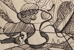 Ohne Titel – Stillleben 2, Kubistische Tinte auf Papier von Benjamin Benno