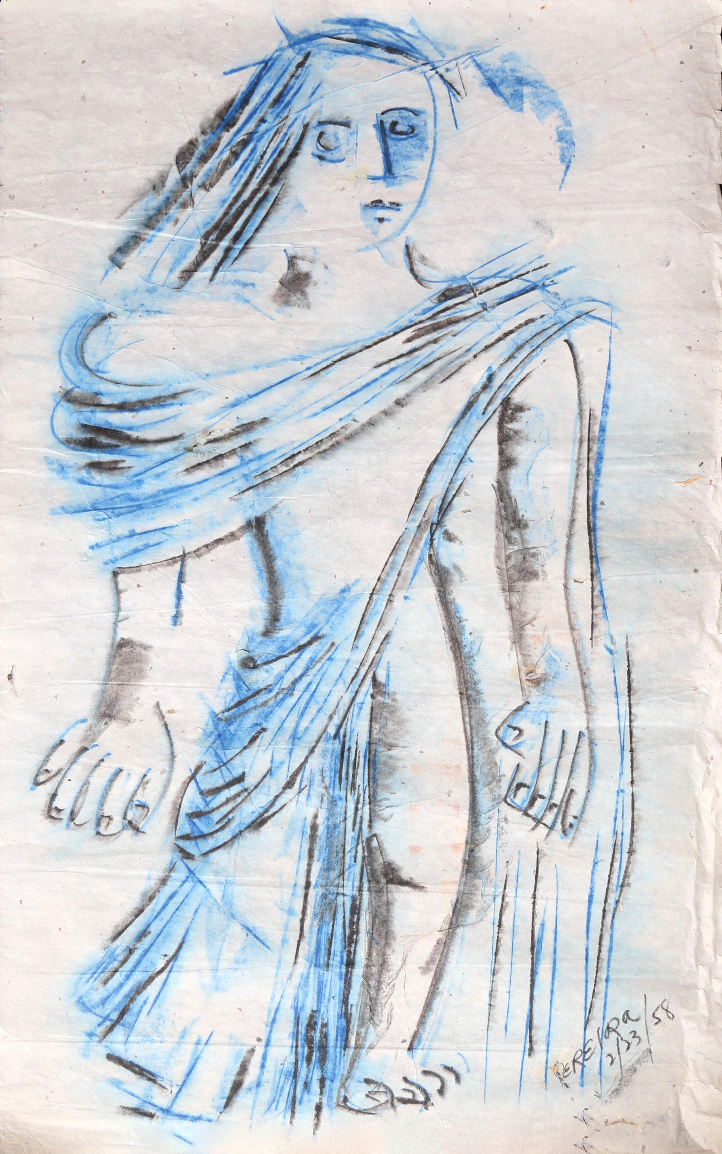 Mujer azul
Irene Rice Pereira, estadounidense (1902-1971)
1958
Pastel sobre papel de arroz, firmado y fechado al pastel
Tamaño: 92,71 x 63,5 cm (36,5 x 25 pulg.)