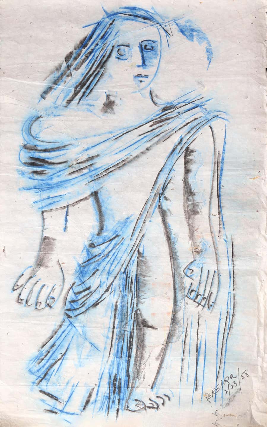 Blue Woman, 1958 Pastel by Irene Rice Pereira