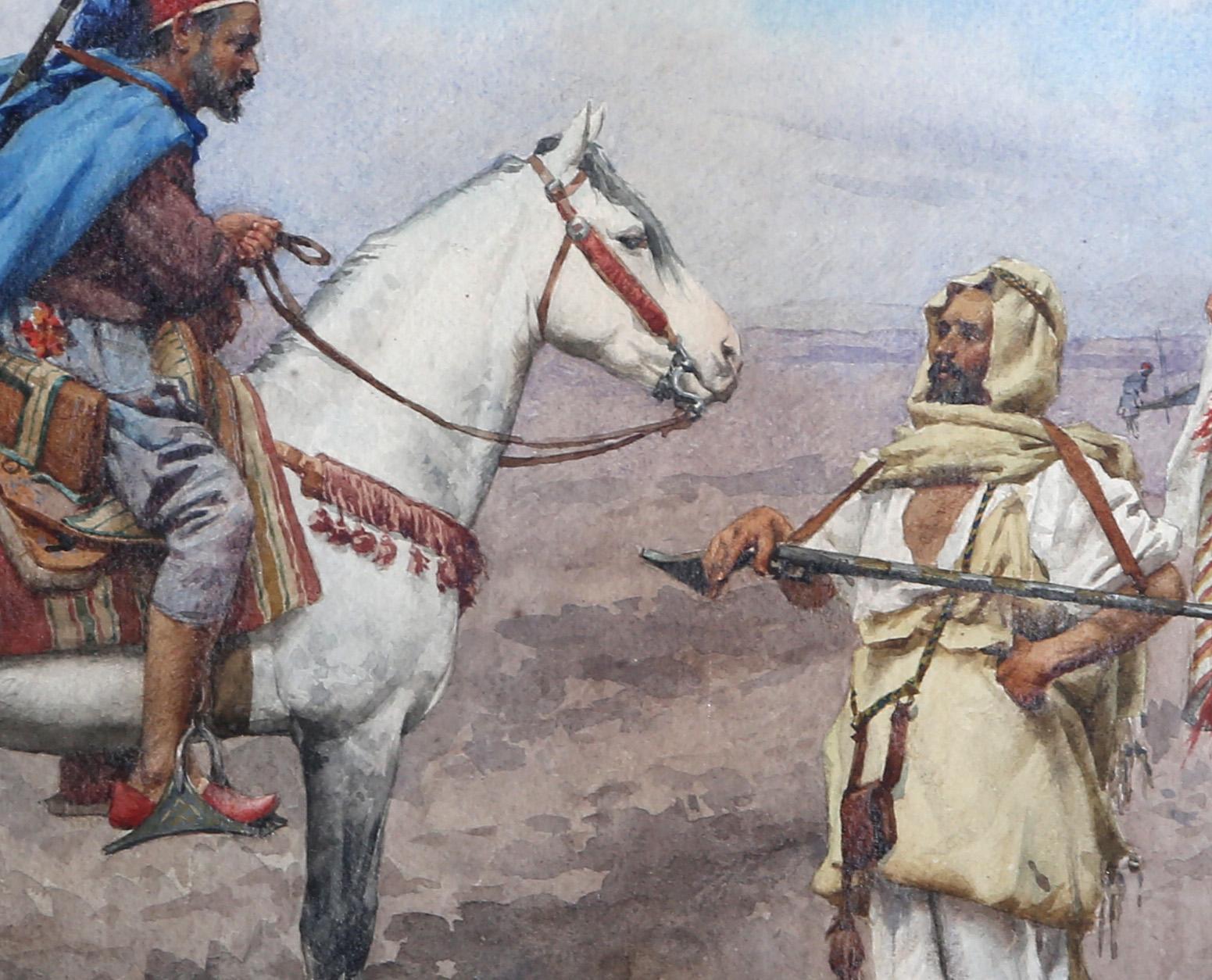 Nordafrikanische orientalische Szene, Original-Aquarell auf Papier von Giulio Rosati im Angebot 1