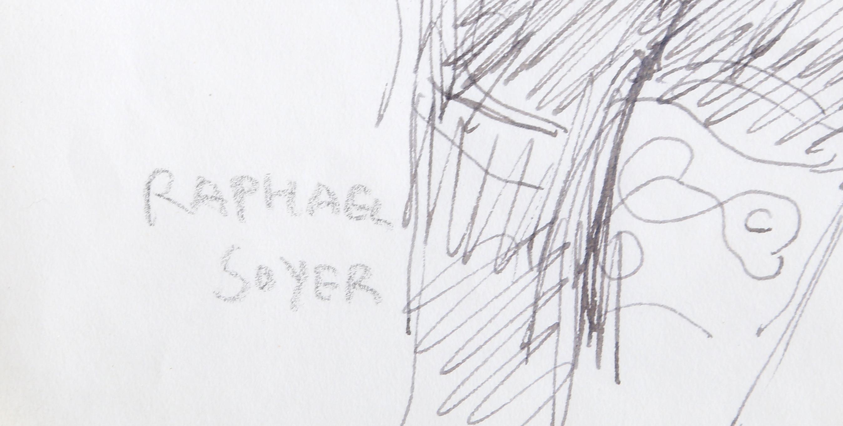 Ohne Titel – Aktstudie I, Tinte auf Papier von Raphael Soyer im Angebot 1