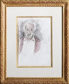 Porträt eines gebogenen Mannes (27), Tinte und Pastell auf Papier von Raphael Soyer