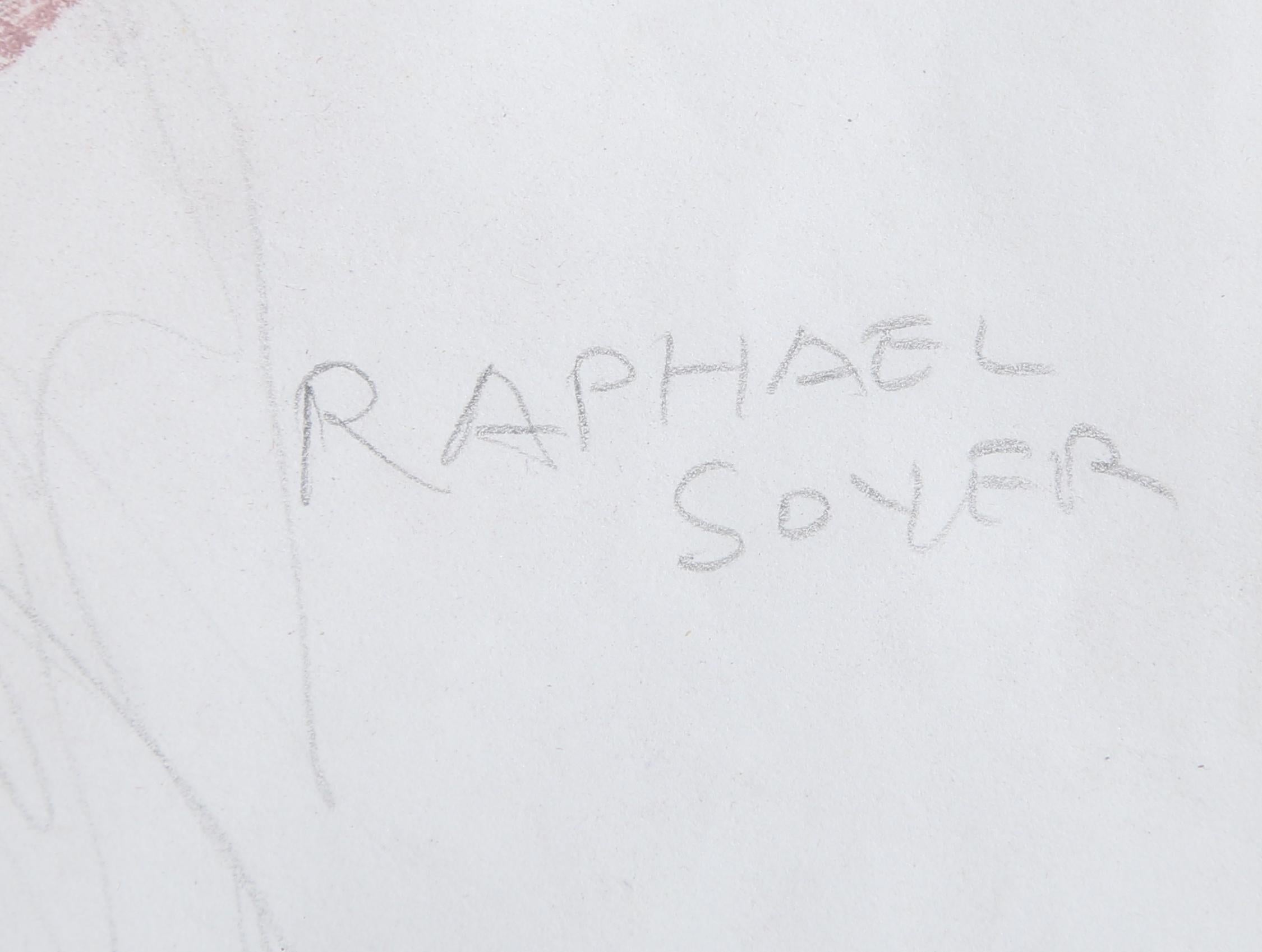 Bearded Man Portrait (27), Ink and Pastel on Paper by Raphael Soyer For Sale 1