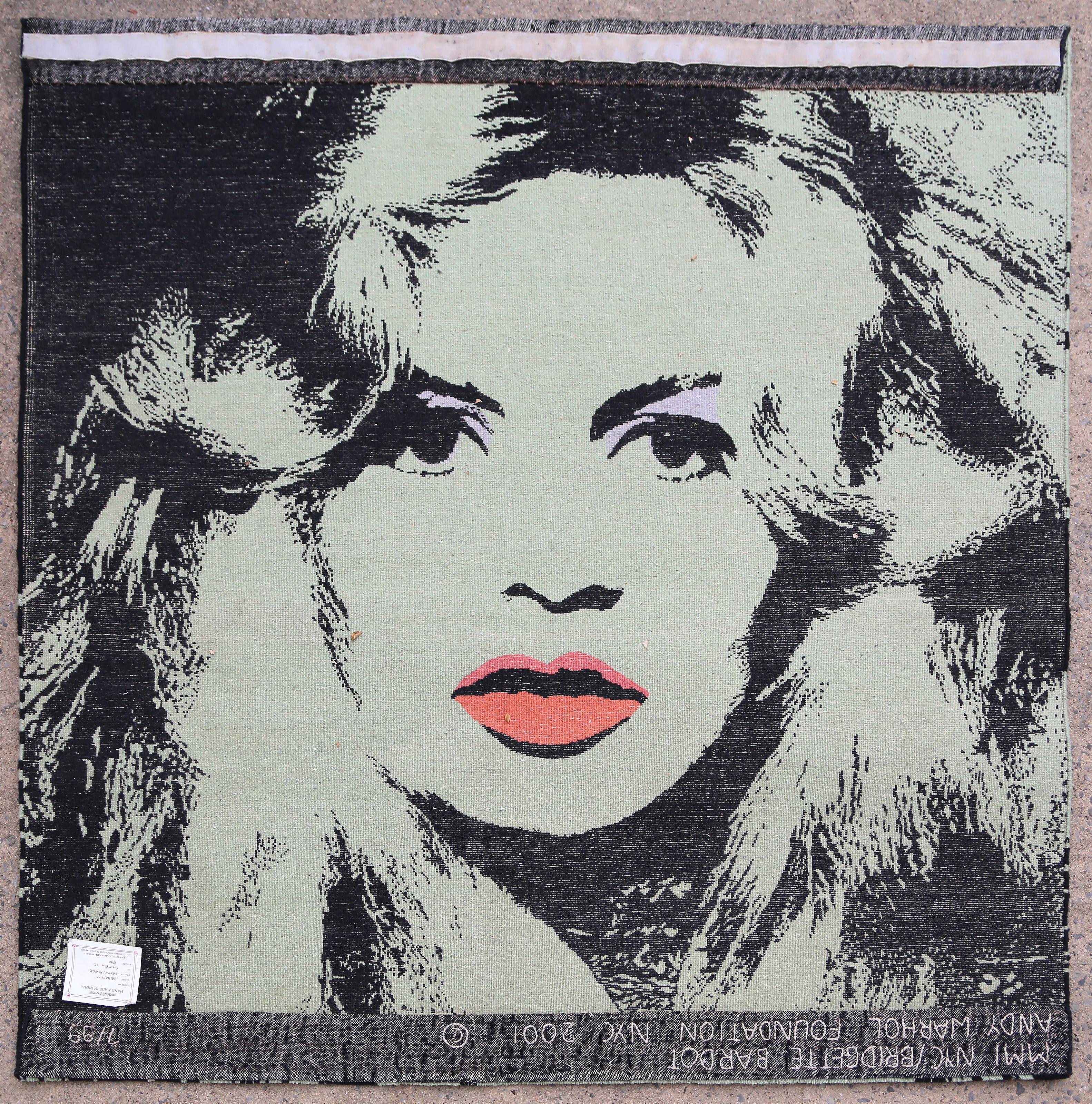Bridgett Bardot, Pop Art Woolen Rug Tapestry after Andy Warhol For Sale 2