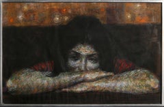 Ragazza che riposa, Pastello moderno su carta di Joseph Hirsch