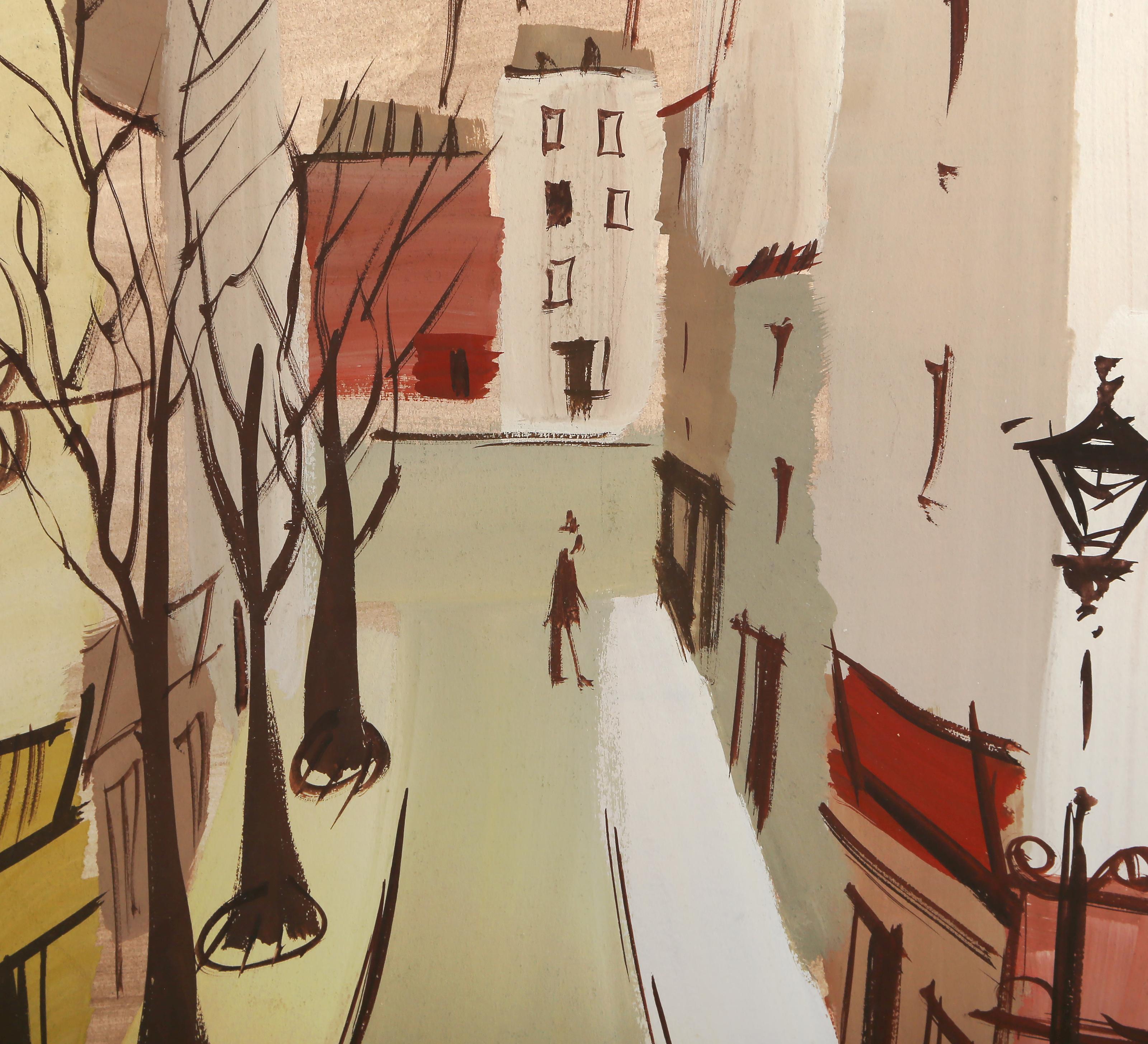 Deux Hôtels de Paris, Aquarellmalerei von Charles Levier im Angebot 1