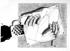 Café avec A&M. C.C. Dessin au fusain signé Randall Browning