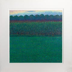 Dunkelgrünes Feld, signiert Pastell auf Papier von Oliviero Masi