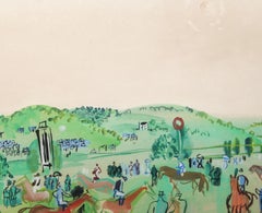 Courses at Deauville, Original Modern Watercolor Painting by Raoul Dufy