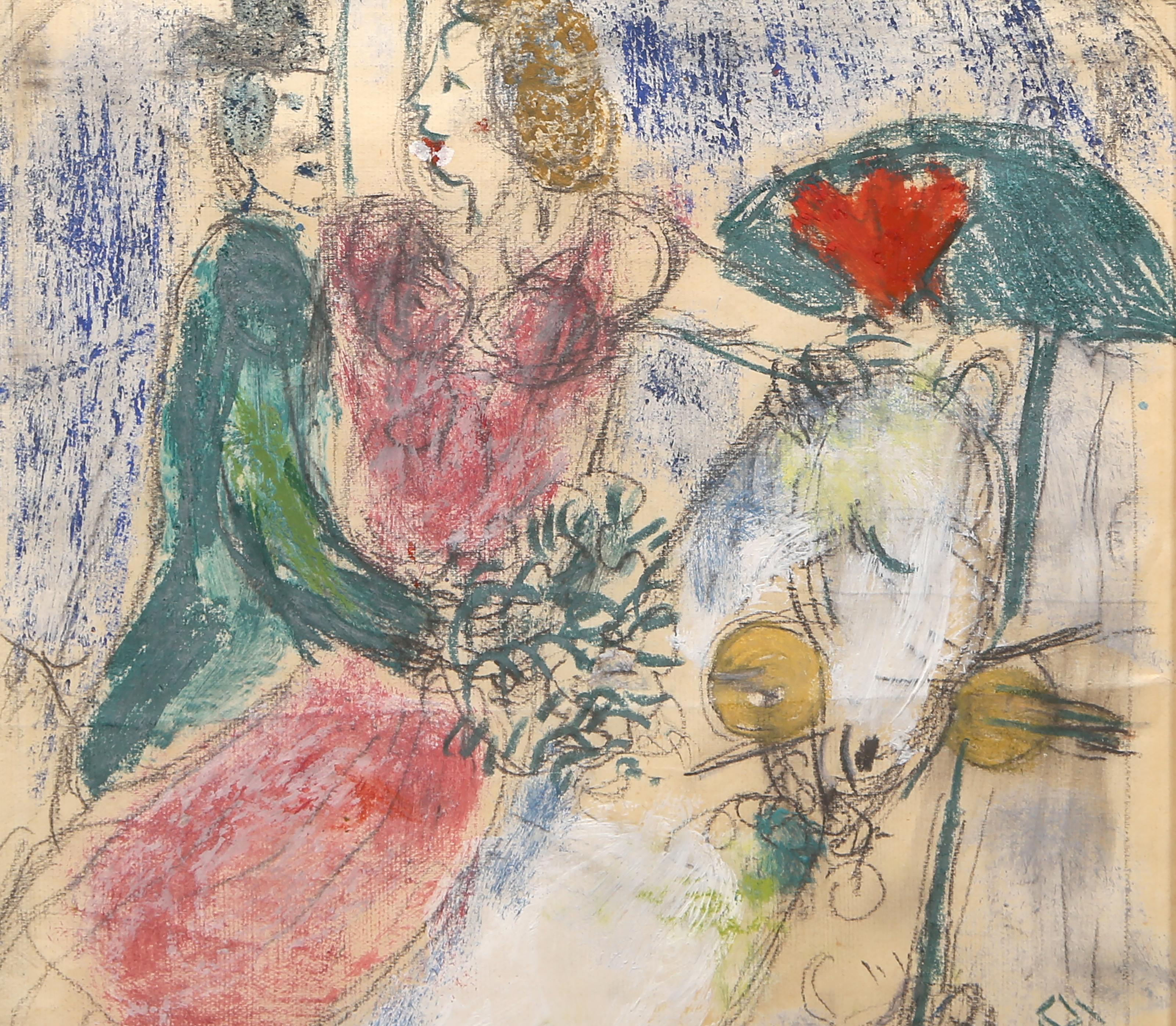 Variation de l'Ecuyère, Original Modern Painting on Paper by Marc Chagall For Sale 1