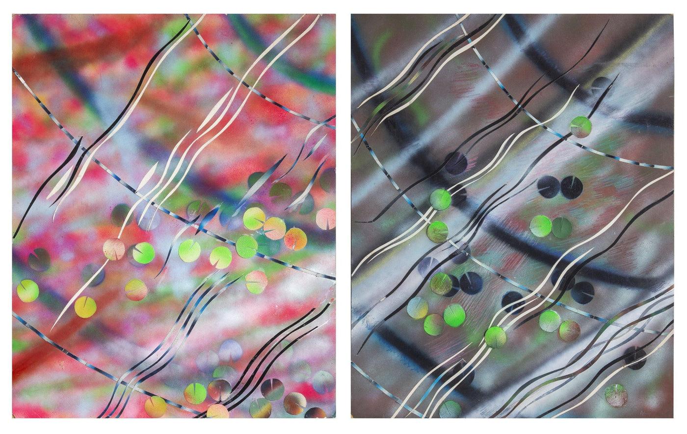 Double-Sided Abstract Expressionist Collage with Airbrush by Al Loving