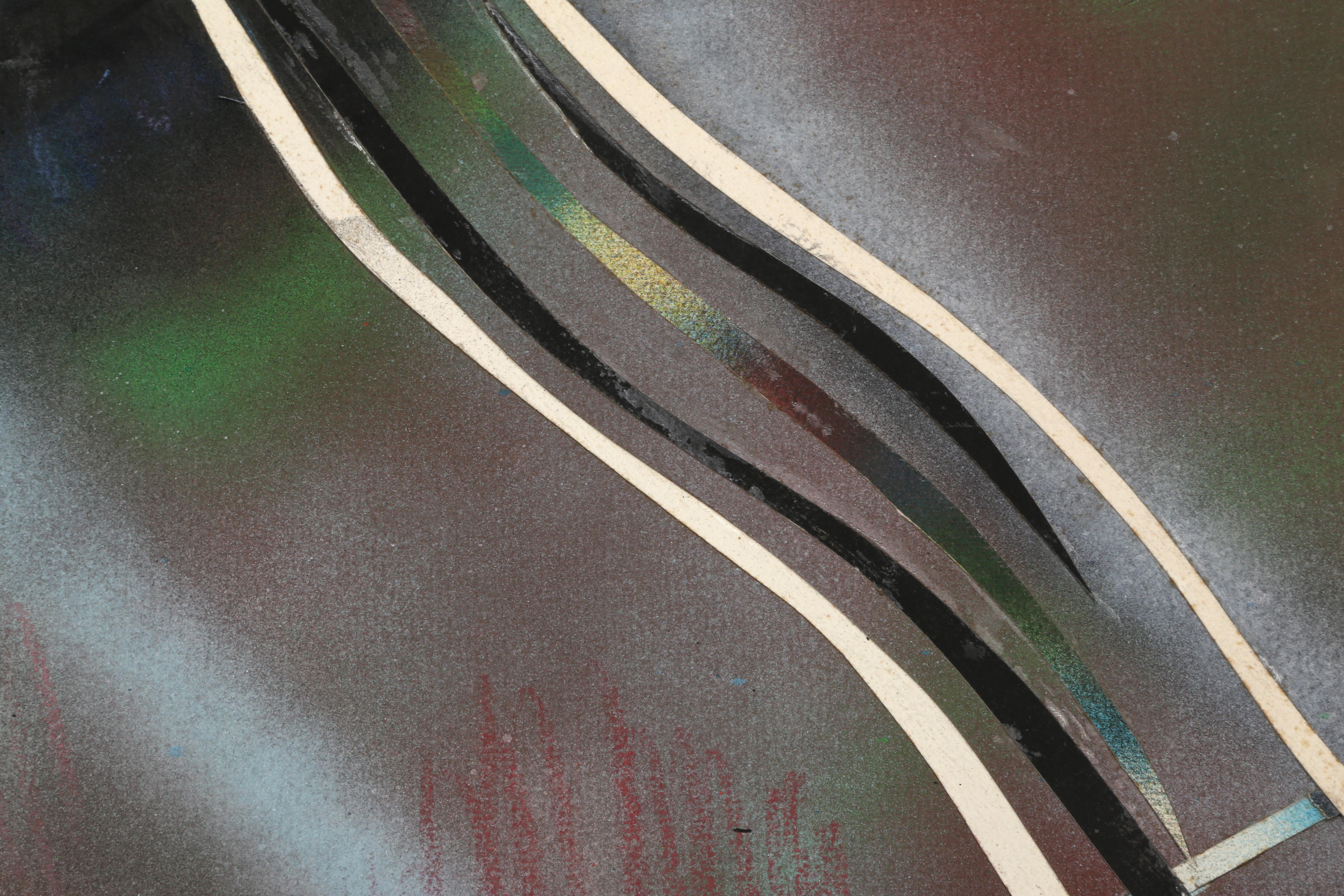 Double-Sided Abstract Expressionist Collage with Airbrush by Al Loving For Sale 3