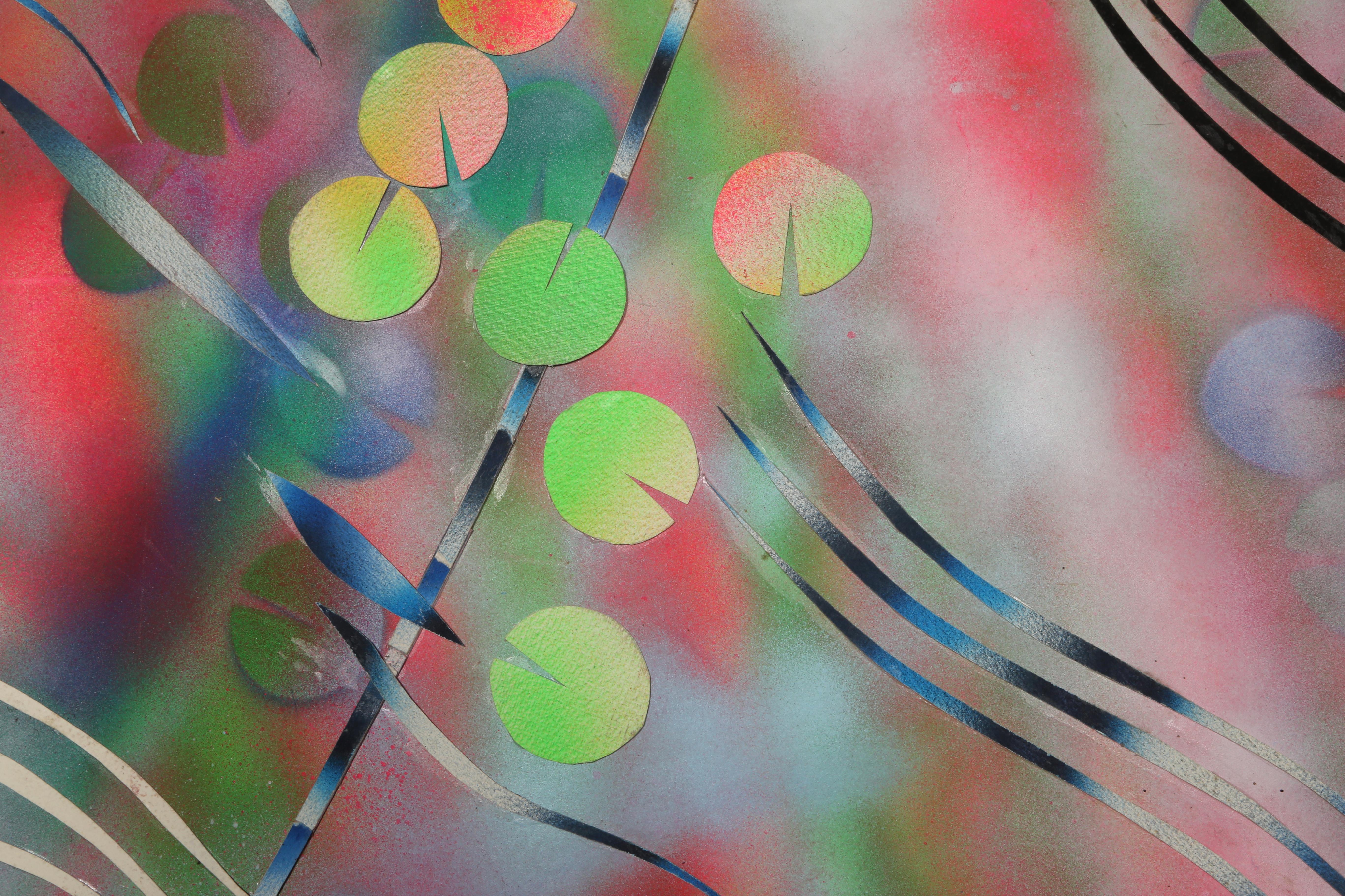 Double-Sided Abstract Expressionist Collage with Airbrush by Al Loving For Sale 5