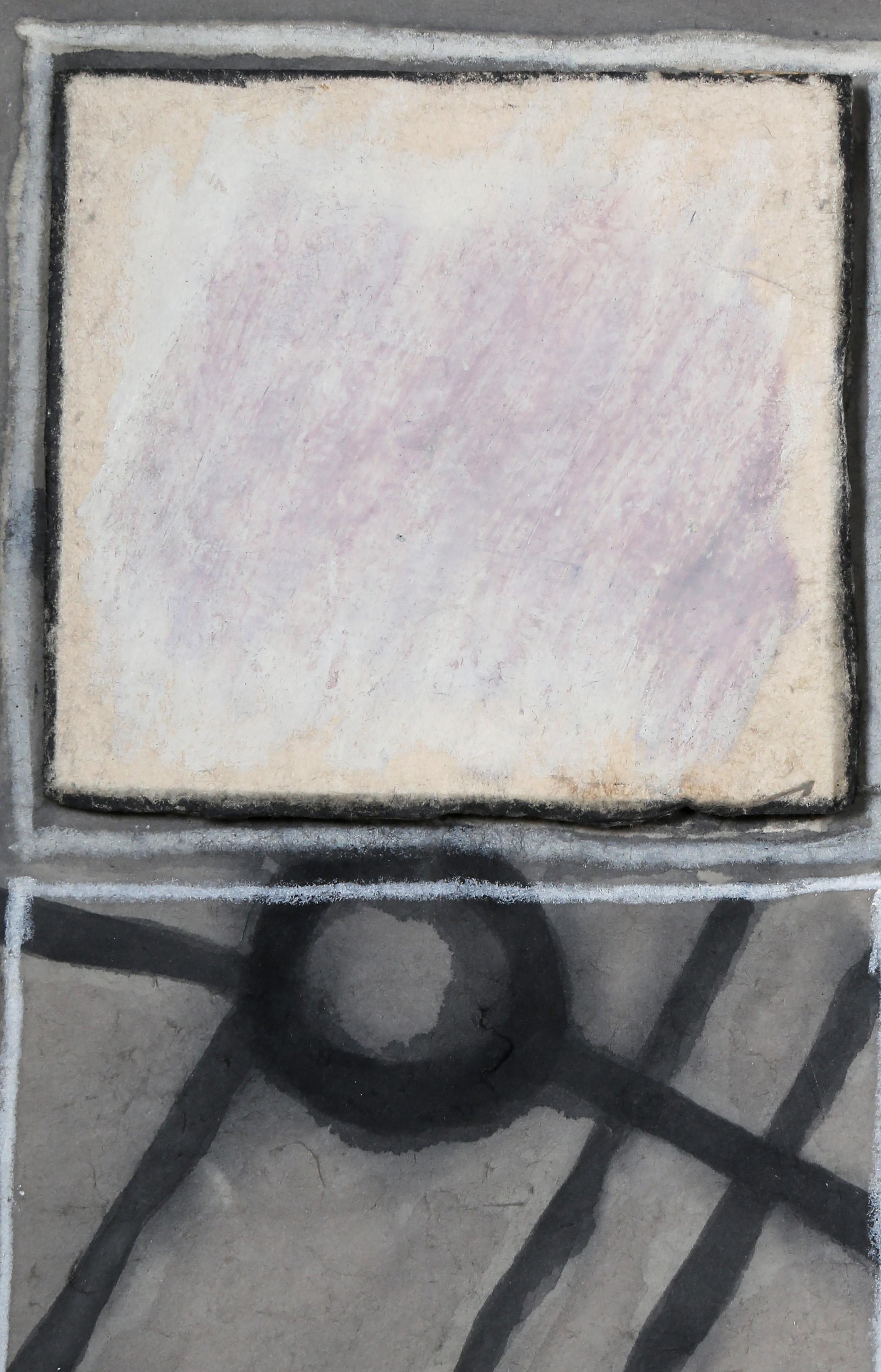 Blanco en cuadrado, collage minimalista abstracto sobre papel de Shlomo Cassos en venta 1