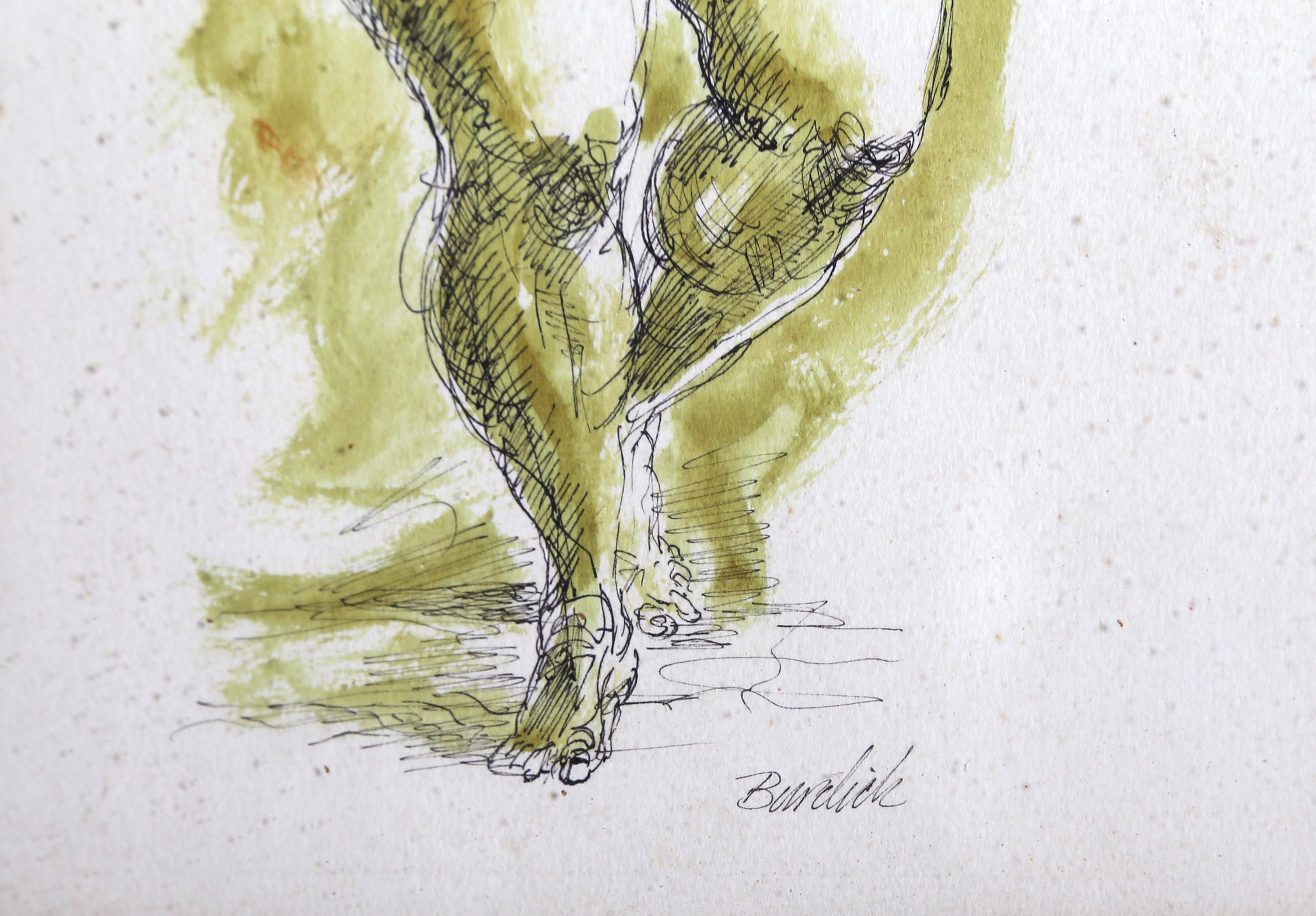 Standing Nude, Modern Watercolor and Ink Painting by Charles Burdick For Sale 2